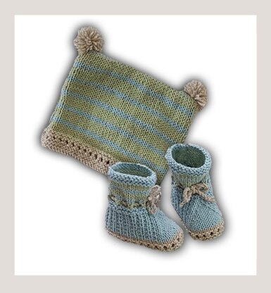 DK  - Bunnykids Playsuit Booties and Beanie Set  - 3 to 36 months