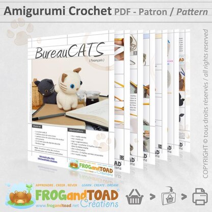 BureauCATS - Kitty Cat Kitten - Chat Gatto - Amigurumi Crochet - FROGandTOAD Créations