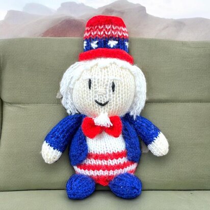 Uncle Sam choc orange cover / 17 cms America toy - knitting pattern