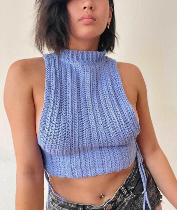 Mock Neck Sleeveless Ribbed Crop Top – Anchor Blue Jeans