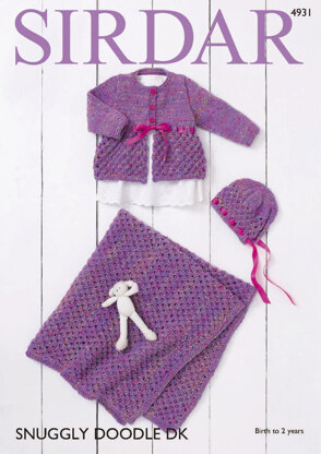 Coat, Bonnet & Blanket in Sirdar Snuggly Doodle DK - 4931 - Downloadable PDF