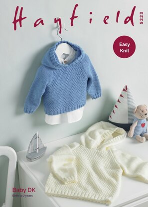 Hooded Sweater in Hayfield Baby DK - 5223 - Downloadable PDF