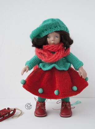 Turquoise and Scarlet outfit  for 13-14 inch dolls