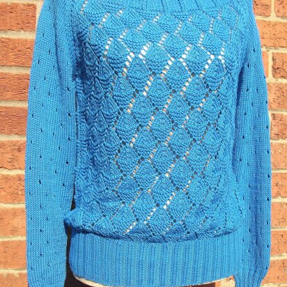 Lacy Sweater with Rib Yoke