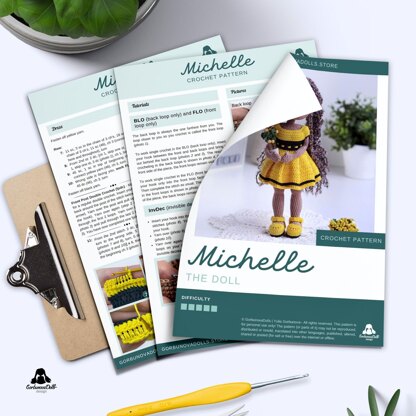 Crochet Doll Pattern - Michelle with Clothes (English PDF)