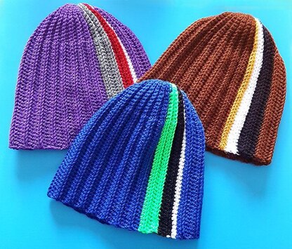 Striped Mock-Rib Beanie