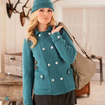 Double Breasted Jacket and Hat in Rico Essentials Soft Merino Aran - 185 - Downloadable PDF