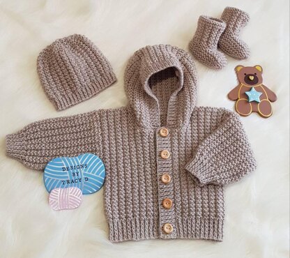 Buddy baby hoody knitting pattern 0-3mths & 6-12mths