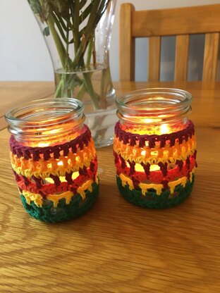 Autumn Glow Tealight jar cosy