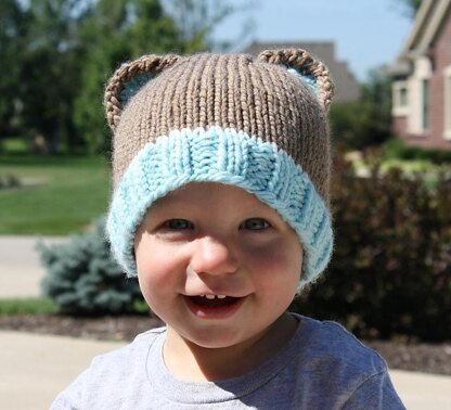 Bulky Weight Knit Bear Beanie