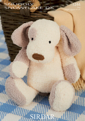 Patch The Puppy Toy in Sirdar Snuggly Snowflake DK and Hayfield Bonus DK  - 1244 - Downloadable PDF