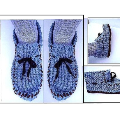 605 MEN'S Knit Moccasin Loafer Slippers - knitting pattern