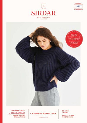 Airtex Rib Sweater in Sirdar Cashmere Merino Silk - 10557 - Downloadable PDF