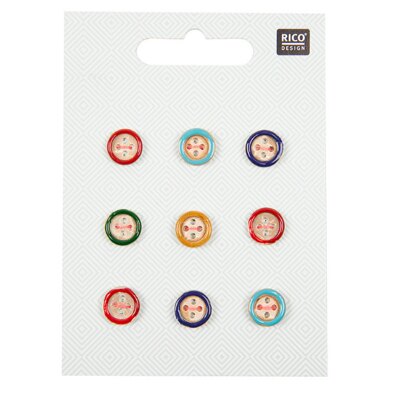 Rico Wooden Button Mix With Colorful Edge