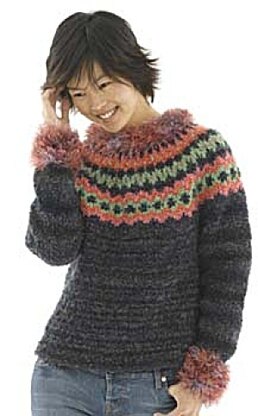 Knit Ideal Icelandic Sweater in Lion Brand Homespun and Fun Fur - 40018