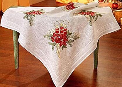 Deco-Line Candle and Poinsettia 80 x 80cm Printed Embroidery Kit - Multi