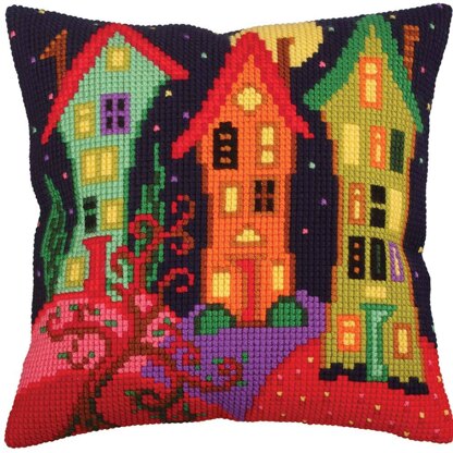 Collection D'Art Lodges Under the Moon Cross Stitch Cushion Kit - 40cm x 40cm