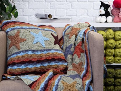 Starfish in the waves blanket and cushion set