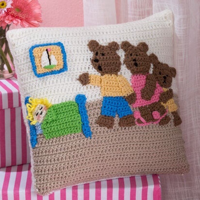 Goldilocks and the Three Bears Pillow in Red Heart Super Saver Economy Solids - LW4628 - Downloadable PDF
