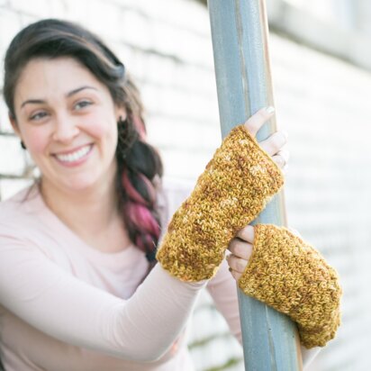 Morning Sun fingerless mittens