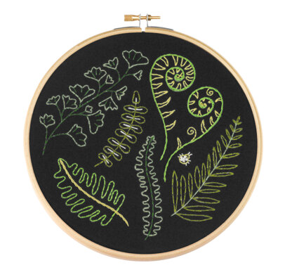 Hawthorn Handmade Forest Ferns Black Embroidery Kit