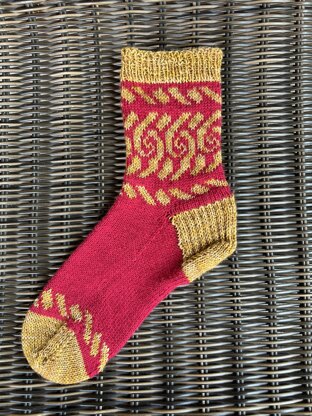 Test knit color work sock design
