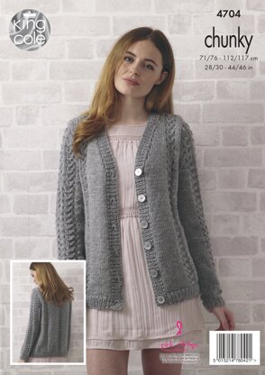 Cardigan & Sweater in King Cole Big Value Chunky - 4704 - Downloadable PDF