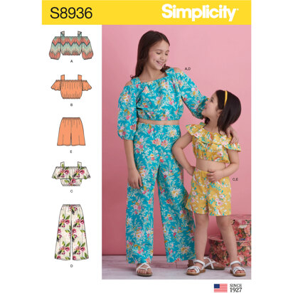 Simplicity S8936 Children's and Girl's Tops, Pants and Shorts - Sewing Pattern