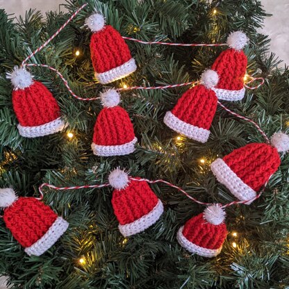 Santa Hat Crochet Garland