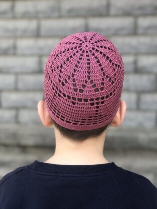 Crochet cotton skullcap