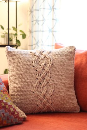 Cabled Cushion Cover in Universal Yarn Bella Chenille - Downloadable PDF