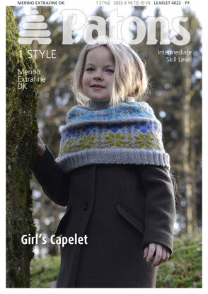 Girl's Capelet in Patons Merino Extrafine DK - 4022