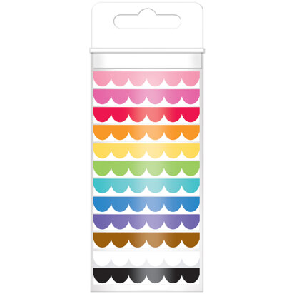 Doodlebug Monochromatic Washi Tape 8mmx12yds 12/Pkg - Scallop