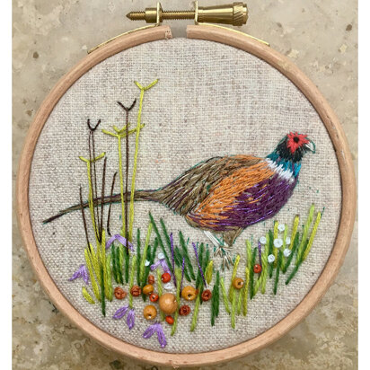 Rowandean Woodland Pheasant Printed Embroidery Kit - 20cm x 25cm