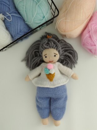 Doll Knitting Pattern - Knitted Doll Marshmallow