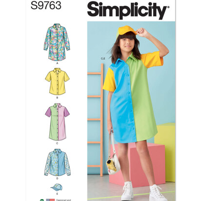 Simplicity Girls' Shirtdresses, Shirts and Hat S9763 - Sewing Pattern