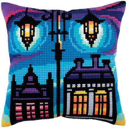 Collection D'Art Twilight Street I Cross Stitch Cushion Kit - 40cm x 40cm