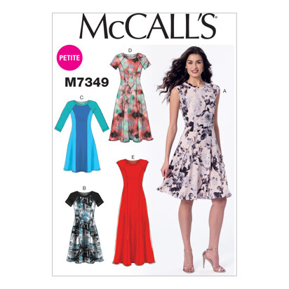 McCall's Misses'/Miss Petite Sleeveless or Raglan Sleeve, Fit and Flare Dresses M7349 - Sewing Pattern