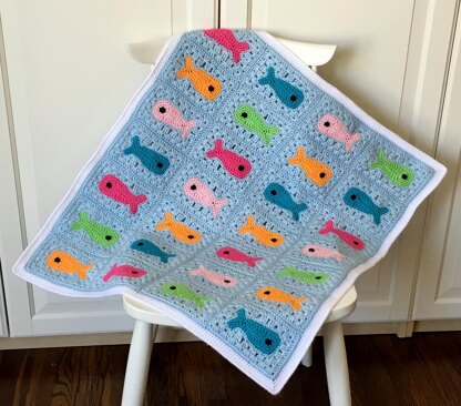 Crochet Baby Blanket Pattern With Fish: Fishy Little Baby Blanket