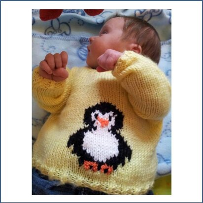 Penguin Sweater, Hat and Bootees