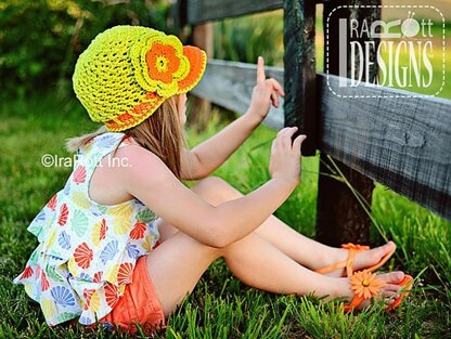 Summer Beanie with Brim & Flower plus Brimless Option - Crochet PDF Pattern