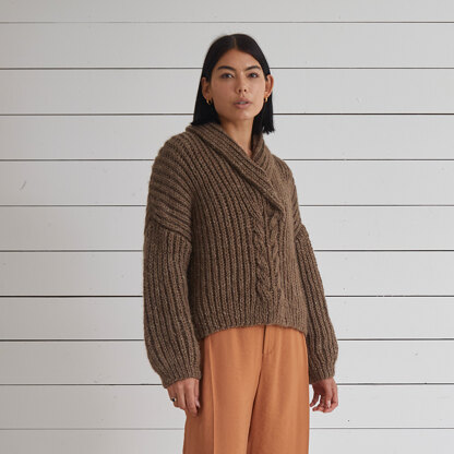 Katie Shawl Collar Sweater -  Knitting Pattern for Women in Debbie Bliss Saphia