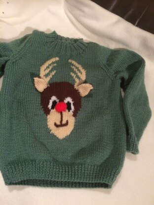 Child's Reindeer Sweater in Patons Fab DK
