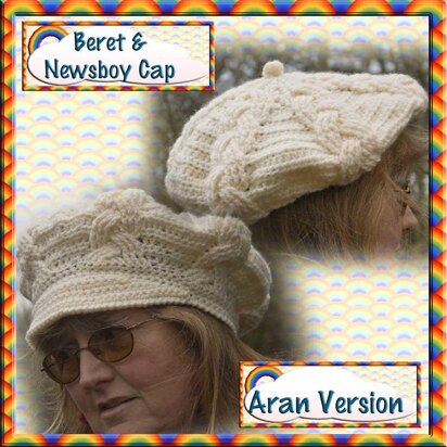 Cabled Beret and Newsboy Cap - Aran Version