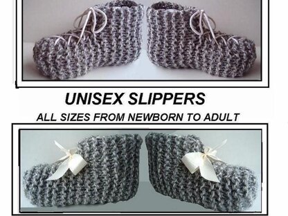 656 KNITTING PATTERN, laced short slippers, baby to adult
