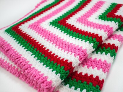 Ribbon Candy Infinity Moss Stitch Crochet Blanket