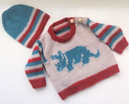 Baby Triceratops Sweater and Hat