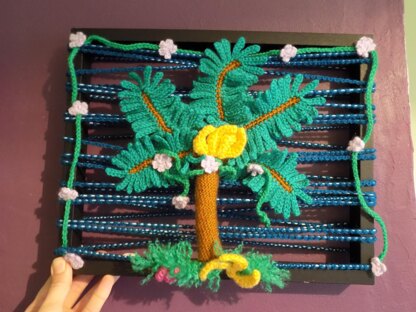 Crochet Palm Tree in a Frame (Wall Decor)