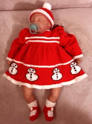 Reborn / Baby Christmas Snowman Dress,Hat & Booties