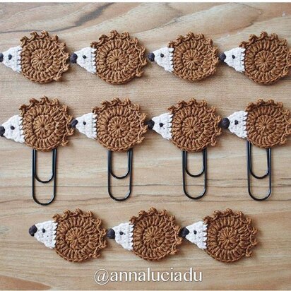 Crochet hedgehog bookmark